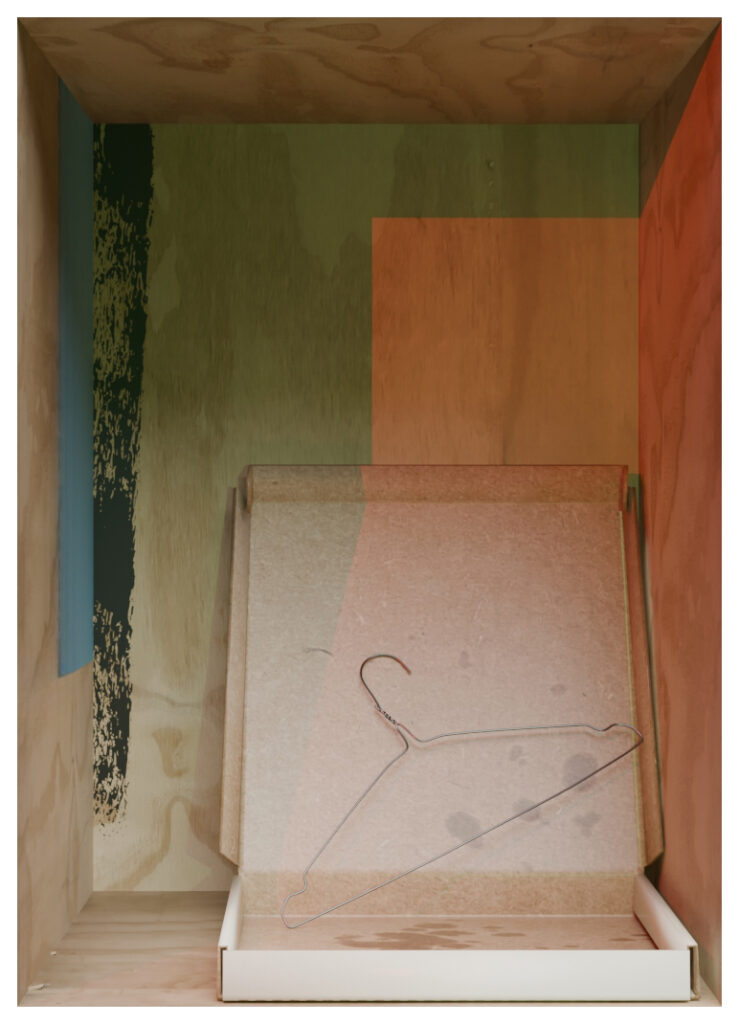 Digital print of a plywood box interior